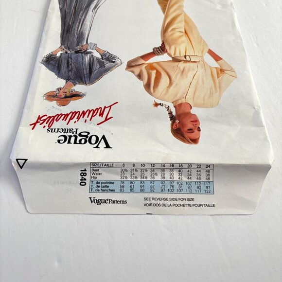 Vtg Vogue Sewing Pattern Jumpsuit Flare Dress Size 16 Carol Horn Dolman 1840 80s - Picture 3 of 4